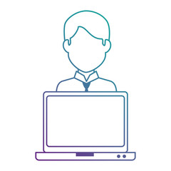 laptop computer with user vector illustration design