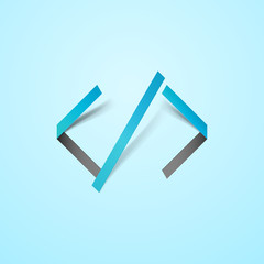 Code Icon in cutout style isolated on light background. Unusual Coding technology sign vector illustration