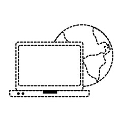 world planet earth with laptop vector illustration design
