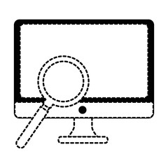 monitor computer with magnifying glass vector illustration design