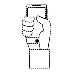 hand with smartphone device vector illustration design