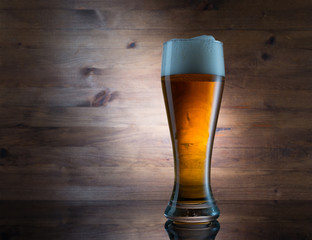 Glass of golden beer
