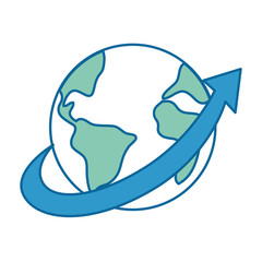 world planet earth with arrow vector illustration design