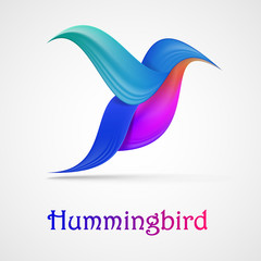 Hummingbird abstract symbol. Illustration isolated on background. Graphic concept for your design