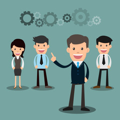 Business people teamwork of employees and the boss vector illustration.