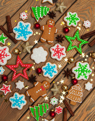 Christmas ginger and honey colorful cookies