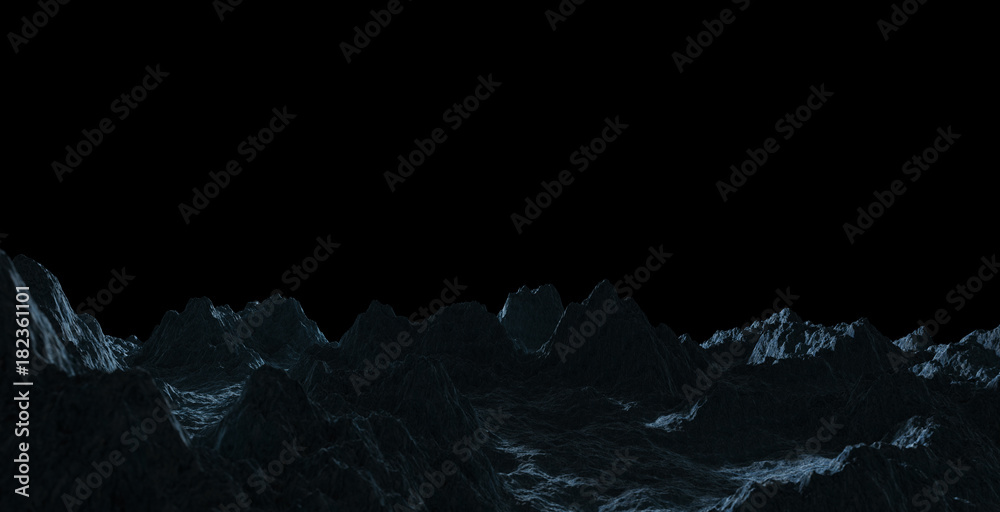 Sticker dark asteroids close up 3d rendering
