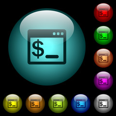 OS command terminal icons in color illuminated glass buttons