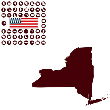 Map of the U.S. state of New York on a white background