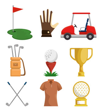 colorful golf icons set vector illustration graphic design