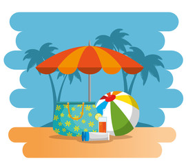 summer holidays on beach poster vector illustration graphic design