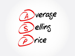 ASP - Average Selling Price acronym, business concept background