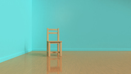 wood chair green room 3d rendering