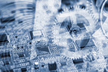 computerized cogwheels and gear,abstract background. 