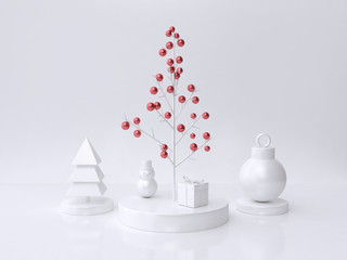 white scene abstract christmas tree ball christmas new year concept 3d rendering