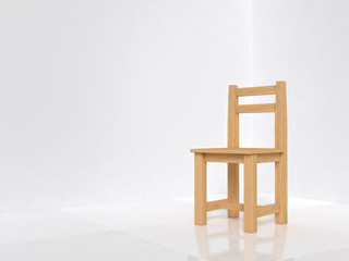 wood chair white room 3d rendering