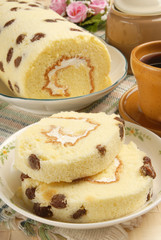 Swiss roll  on the plate