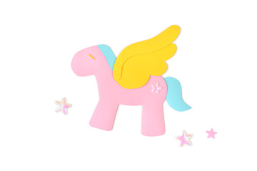 Pegasus paper cut on white background - isolated
