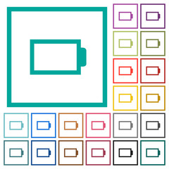 Empty battery without load units flat color icons with quadrant frames
