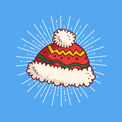 christmas hat sticker vector
