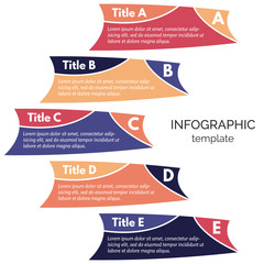 Five steps infographic design elements. Step by step infographic design template. Vector illustration
