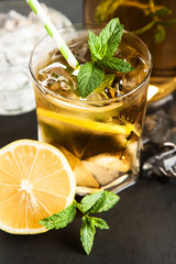 Ice tea with lemon and mint
