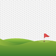 Fond de golf. Terrain de golf avec un trou et un drapeau.