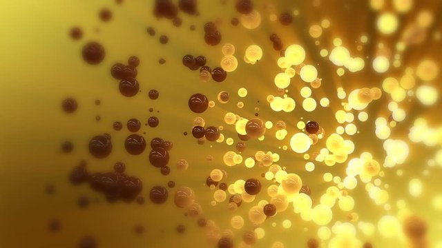 Abstract background with speres of different size glowing in the dark