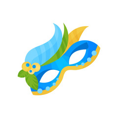 Colorful masquerade mask, carnival mask with feathers vector Illustration