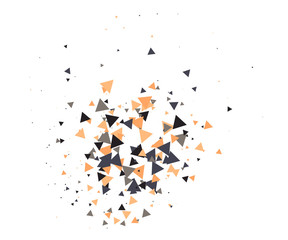 Colorful Shatter Vector Background. Atomic Bomb Explosion, Blast, Bang, Boom Concept. Broken Glass, Technology Futuristic Design. Moving Colorful Shatter Fragments. Cool Falling Triangles Explosion