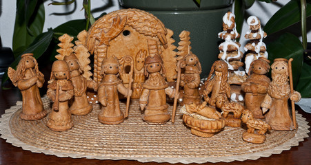 Christmas nativity scene from the dough