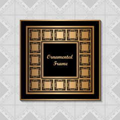 Vintage ornamental luxury background with golden frame. Template for design. Vector illustration