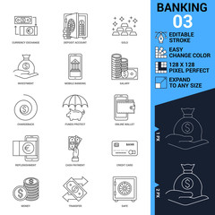 Banking icons set. Thin Line Vector Illustration
