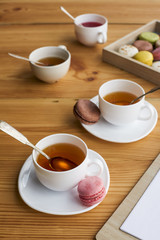 tea set and macarons