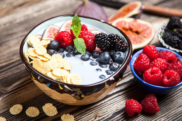 Delicious blueberry and fig yoghurt