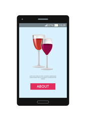 Two Glasses of Wine in Wineglasses, Shown on Phone