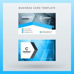 Double-sided horizontal business card template with abstract background. Vector mockup illustration. Stationery design