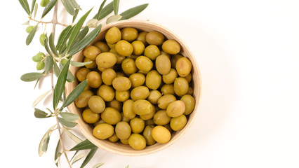 green olive on white background
