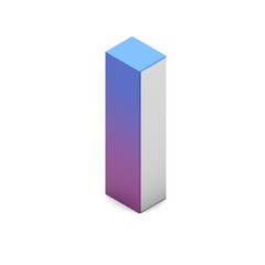 Letter I. Isometric lettering font with pink blue gradient