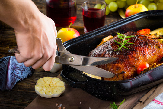 Marinated homemade roasted duck