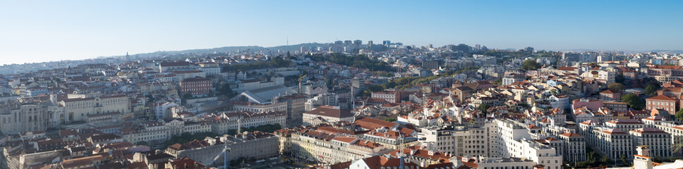 Fototapeta na wymiar Beautiful large panoramic aerial view of Lisbon red roofs. Portugal