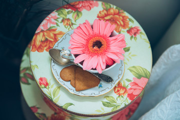 Fresh summer flowers. Vintage background.