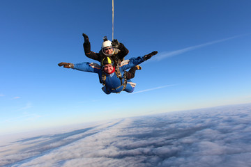 Skydiving. Amazing tandem jump.