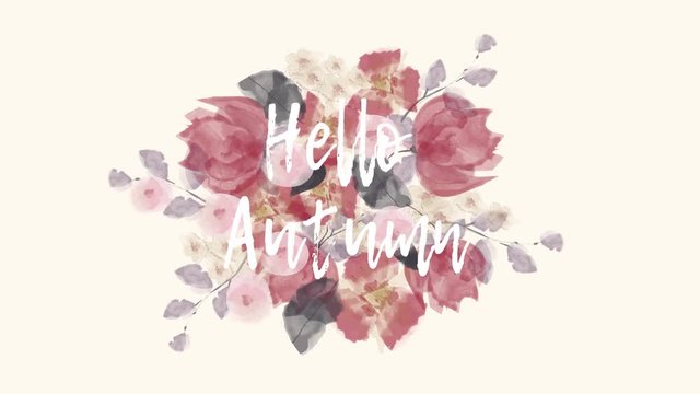 Hello Autumn video banner. Watercolor vintage flowers illustration. -stock footage
