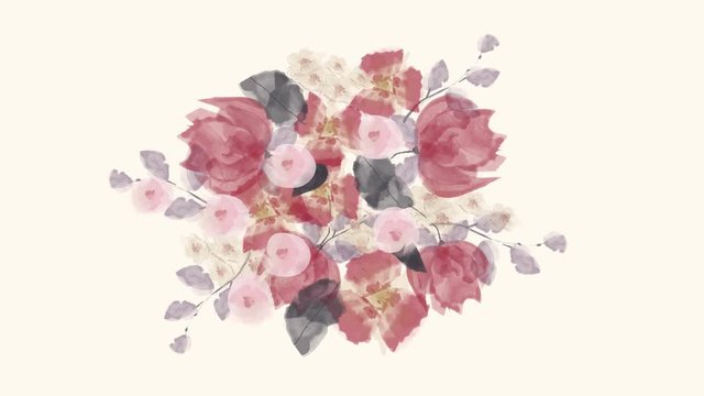 Watercolor vintage flowers greeting card - stock footage.