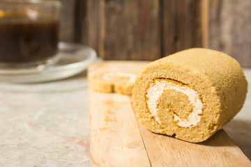 Roll cake small smell the coffee