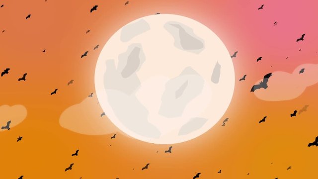 Flying bat and moon. - stock footage