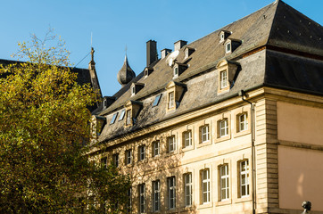 Fototapeta na wymiar Low Angle View of Architecture of Building at Place Clairefontaine in Luxembourg City, Luxembourg