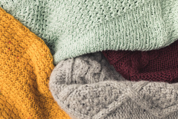 Fototapeta na wymiar warm knitted sweaters