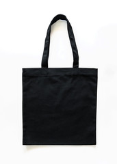 Black canvas tote bag mockup fabric cloth texture for woman's shoulder eco shopping sack mock up...